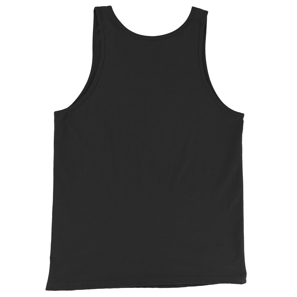 black Iron Focus tank top back view without design isolated on light background