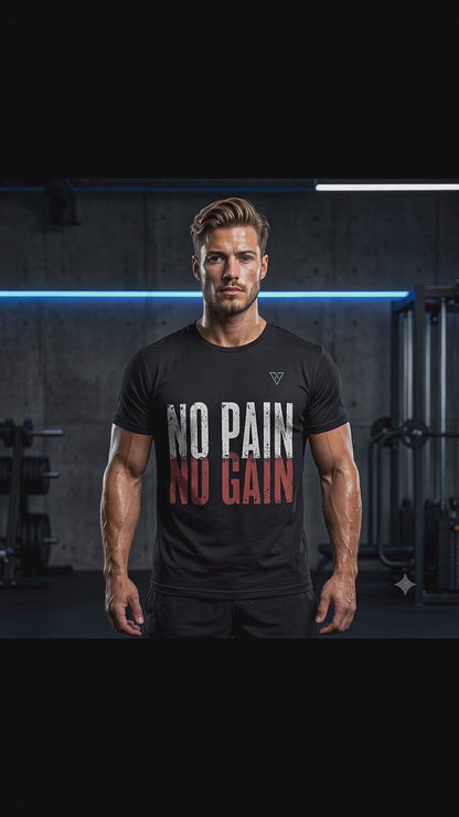 HorizonVibe No Pain No Gain Men's Performance T-Shirt – Power Gym Edition