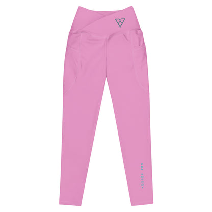 front view of pink Zen Energy leggings with minimalist HorizonVibe logo, clean product mockup