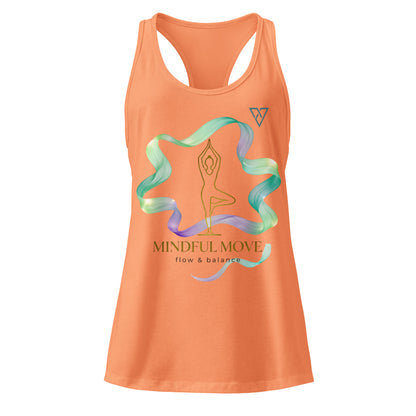 women's orange Zen Energy tank top front view with mindful yoga design, minimalist fitness apparel, HorizonVibe