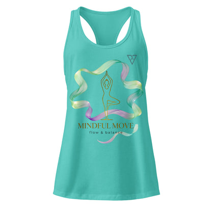 women's turquoise Zen Energy tank top front view with mindful yoga design, minimalist fitness apparel, HorizonVibe